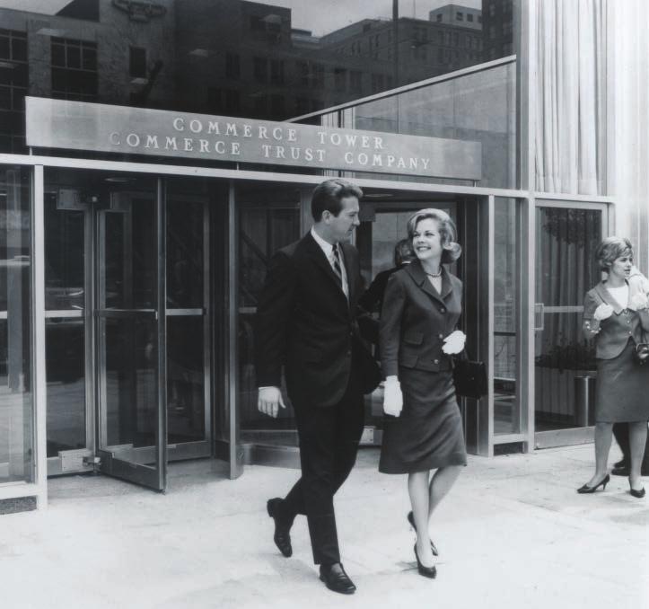 A couple leaves the new Commerce Tower in a picture taken shortly after the 72 building s 1965 completion.