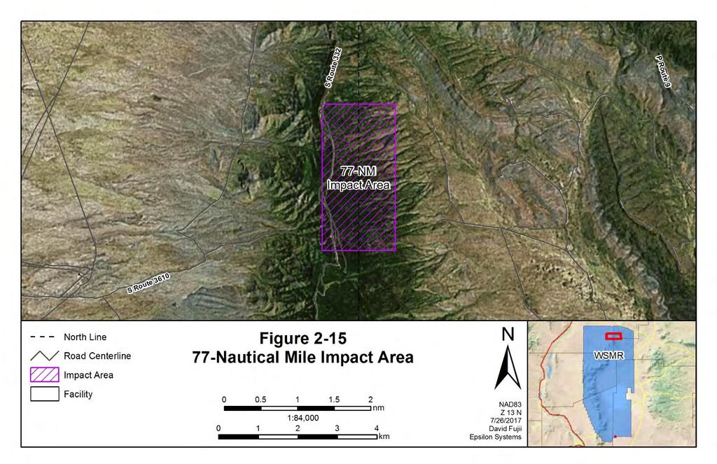 -Nautical Mile This impact area would be centered on the true north trajectory NM ( km) from the LC-E site (Figure -). The -NM Impact Area would be NM x NM (. km x.