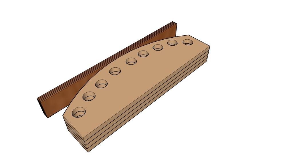 Illustration 2: Open Form Example By starting with a clamp in the center and working toward the edges, it is possible to tightly clamp the laminations to the form.