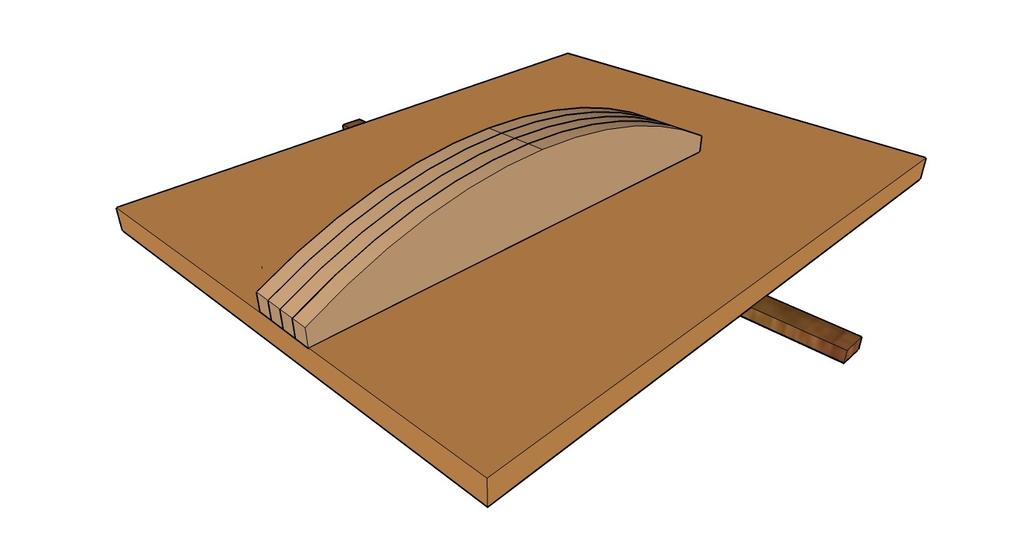 The trimming sled will be used to trim each curved lamination.
