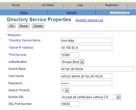 Directory Service Name Server IP address Any name to identify the PaperCut LDAP server.