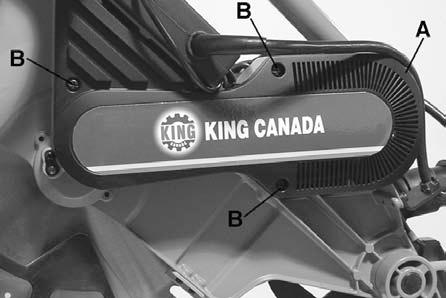 Rotate the blade by hand until the spindle locks. 7. Use the blade wrench (A) Fig.21 provided to remove the blade bolt (B), loosen in a clockwise direction as the blade bolt has a left hand thread. 8.