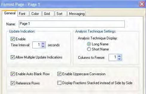 Formatting a RadarScreen Page You can customize the fonts and colors in a RadarScreen page, as well as many other page settings, specify the sorting characteristics, and freeze (anchor) any number of