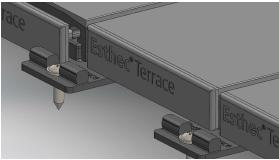 One assembly clip type B combines or mounts two Esthec Terrace profiles together. In the first and last Esthec Terrace profile an standalone assembly clip type B is installed.