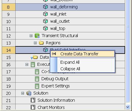 menu Automatically fills in the details for the data transfer region Data