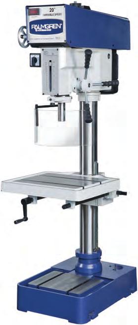 HEAVY DUTY VARIABLE SPEED DRILL PRESSES With the Palmgren 20 variable speed drill press you can dial the best rpm for the tool and material while the job is running. Simple hand wheel adjustment.