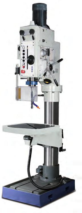 HEAVY DUTY GEAR HEAD DRILL PRESSES Equipped with a state-of-the-art push button electro-mechanical clutch for power feed engagement and overload protection.