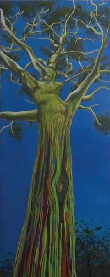 How to paint a Rainbow Eucalyptus Tree with Acrylic paint www.