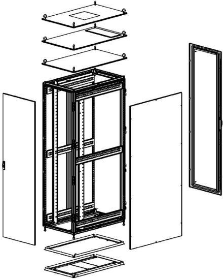 Components of the RMR Modular Enclosure 8 3 7 2 4 5 6 10 9 1 13 12 1. Frame 8. Fan top panel 2. Front door (Solid, Window, Filter Kit, Filter Fan or Cooling Unit) 9.