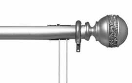 Designer Metals 1 3 8" Telescopi ng Traverse Rods Clearance 2 1 2"- 5 1 2" Return 3 1 2"- 6 1 2" 1 3 8" Assembled Set Smooth with Rings 38"- 66" Included 3 Brackets, 2 finial plugs, tension device,