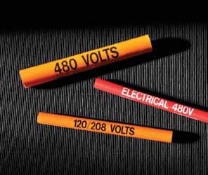 41 MS-900 Conduit and Voltage Markers MS-900 adhesive markers identify a facility s electrical services and equipment with highly visible warnings of potential hazards.