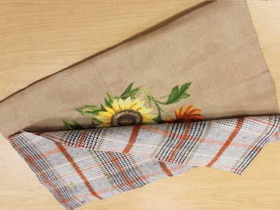 To prepare the top fabric, cut a piece of print cotton fabric to 13" x 5 1/2".