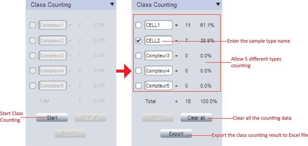 Class Counting Class counting function allows to do 5