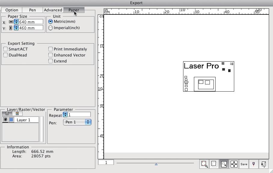 3.9 The LaserPro DirectPrint MAC AI Plug-In >>Paper Page Paper Size (Paper Page) The paper size represents your total work area.