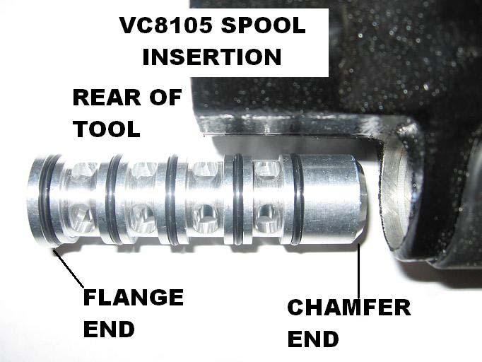 5. Replace (5) o-rings VH0005. 1. Use plenty of grease VH0214 on spool VC8105 and o-rings VH0005. 2.