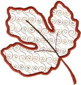R 80009-04 Maroon Leaf Appliqué with Words (Compatible with AccuQuilt GO!