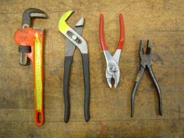 Pliers and Wrenches: Use Pliers to grip surfaces and objects with irregular shapes. Don t ever hammer on the handle.