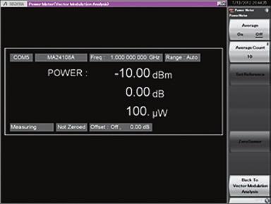 Power Meter Function The power meter measurement can performed by calling the mainframe. Power meter function can connect a USB power sensor to the main-frame and read the measurement values.