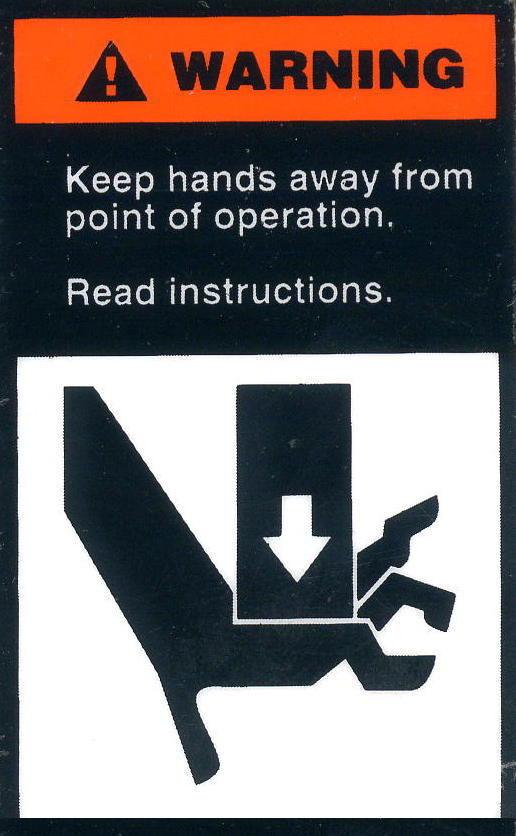 WARNING LABELS To the left is the safety Alert symbol. When you see these safety alert symbols on your press, be alert to the potential for personal injury.