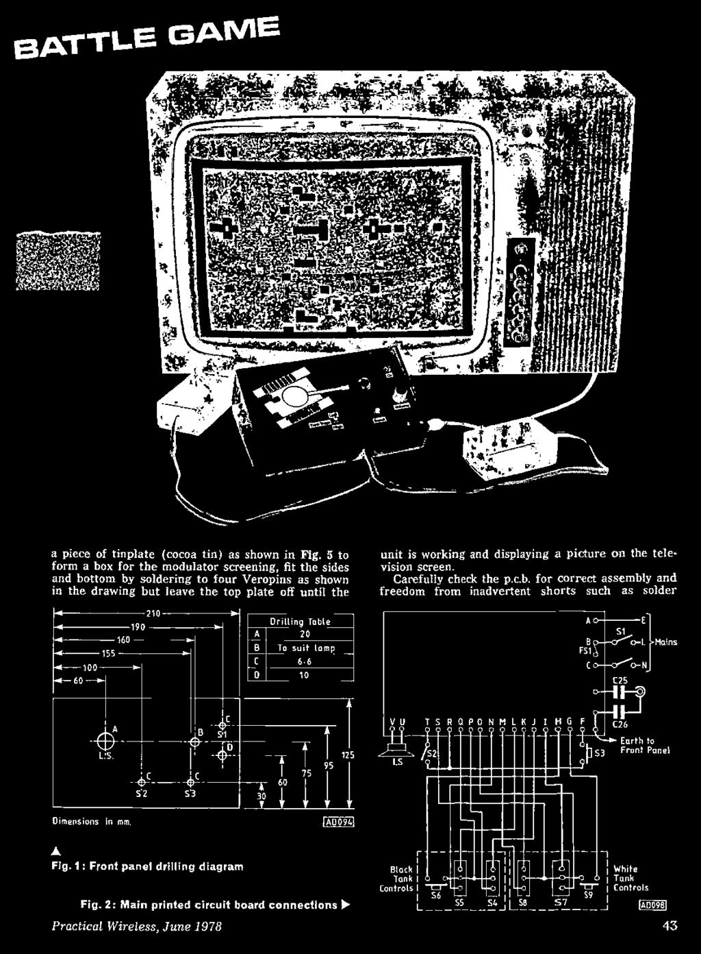 2: Main printed circuit board connections ~ Practical Wireless, June 1978 t ~ l j unit is working and displaying a picture on the tele- tele vision screen.