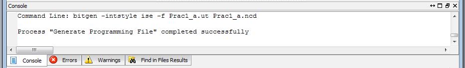 Click once on the Prac1_a filename in Hierarchy, and then double-click Generate Programming File.