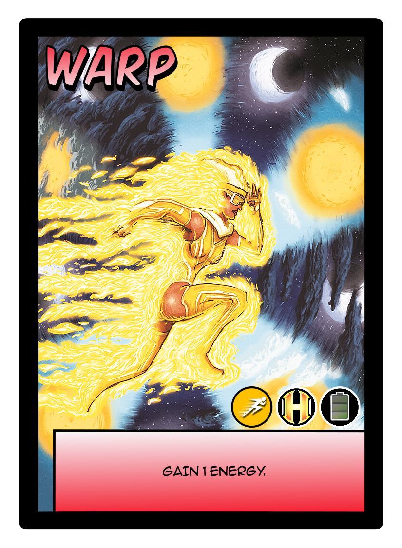 HERO/VILLAIN CARDS Each Origin has one double-sided, black-bordered card.
