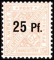 50.55 Nos. O136-O145 (10) 12.20 5.50 25th year of the reign of King Wilhelm II. 1920 Wmk. 116 Perf. 11 1 /2x11 O176 O6 5pf green 1.80 3.00 O177 O6 10pf deep rose O178 O6 15pf purple 1.20 1.20 2.50 2.50 A5 O179 O6 20pf ultra 1.