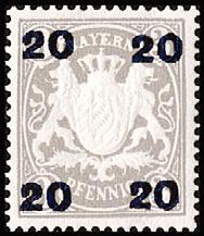 00 Printed in Various Colors and 241b 243a A15 A15 20pf violet (I) 40pf brown 50.00 100.00 Ludwig III Types of 1914-20 Surcharged 244a 245a A16 A16 50pf vermilion 60pf blue green 30.00 35.