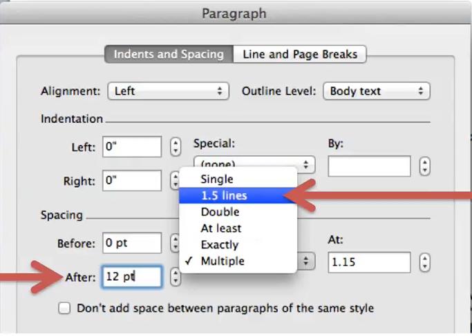 5, you will find options for formatting the space before and after paragraphs (in any word processing program).