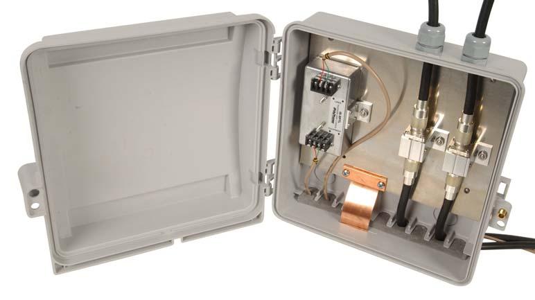 Outdoor Utility Enclosure The DXE-UE-1P is a weather-resistant, high impact thermoplastic enclosure which is ideal for outdoor mounting of all types of lightning suppressors and other equipment.