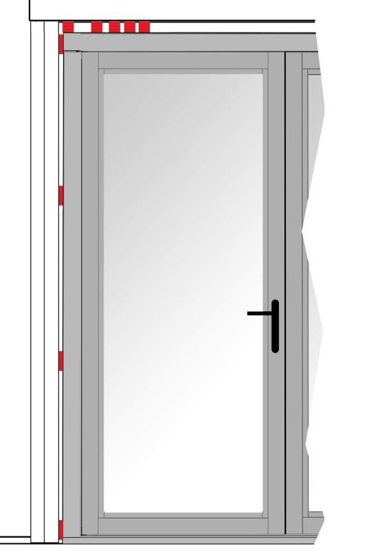 Shimming and Securing Jambs 16 Active Swing Door Jamb 1. Close swing door(s). 2.