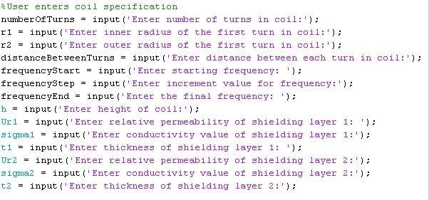 The user enters the coil specification as above in section 2.1.