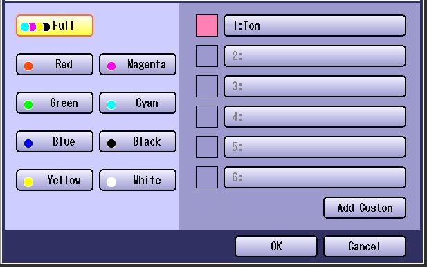 4 Select Insertion / Overlay, and then select Overlay. 2 1 5 Select colours for the overlay original from the basic colours or registered custom colours, and then select OK.