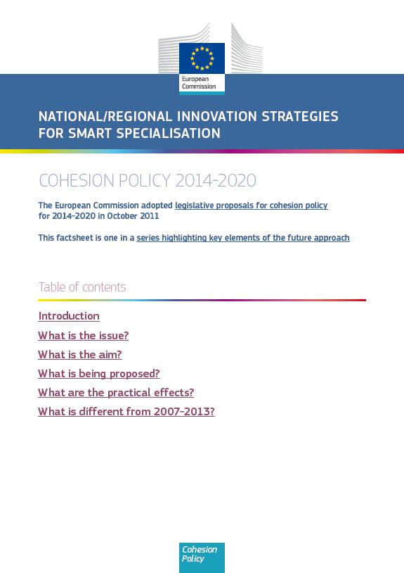 Definition/Fact Sheet National/regional research and innovation strategies for smart specialisation are integrated, placebased economic transformation agendas that: 1) Focus policy support and