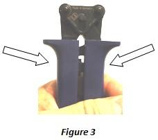 2. Fully close the handles until the ratchet mechanism releases to allow opening of the handle assembly, as shown in Figure 3 above.
