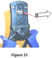 3. Remove the terminated contact by pulling the terminated wire straight from the hand tool.