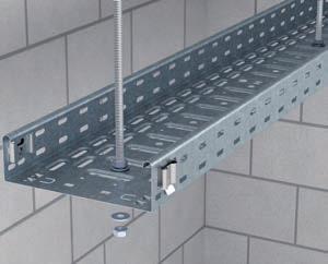 Universal mounting on the ceiling The variable ceiling bracket, type DBV, allows threaded rod suspensions on