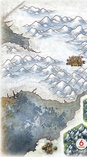 Use all 2 terrain hexes in a 4-player game. Use 6 hexes in a 3-player game.