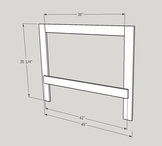 Step 2 Make the front and back frames Use the following pieces of 1 by 4 to make the front and back frames. Two pieces measuring 35 ¼ inches long, one piece 38 inches long, one piece 42 inches long.