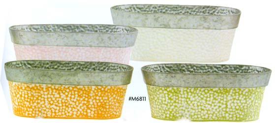 ) G03 M6813 4-pc 8 Pastel Metal Pot w/liner 24.99-6 bags (6.