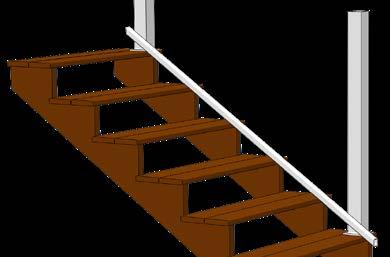 Make sure the decking is firmly attached to the stair stringer at the location of the posts. Use wood blocking as reinforcement underneath the decking where the posts are located.