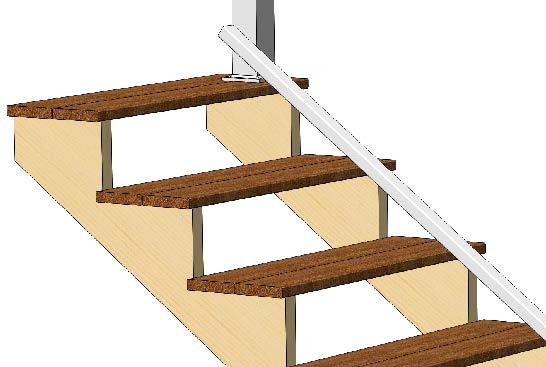 TO ENSURE POST LOCATION IS COMPATIBLE WITH RAILING, PRIOR TO SECURING TO THE MOUNTING SURFACE, PLACE BOTH POSTS IN POSITION, AND LAY THE BOTTOM STAIR RAIL (COMPONENT Y) ALONG THE STAIR-NOSING FROM