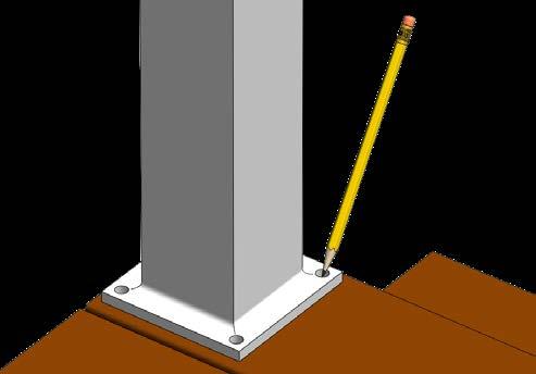 For a wood mounting surface, position the post so the fasteners will go into the stair stringer or blocking.