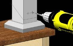 Measure 1 in from each side of the post and mark a vertical line that intersects with the horizontal line.