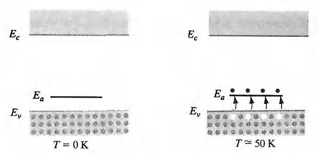 semiconductors) p-type Group III elements B, Al, (acceptor) holes: