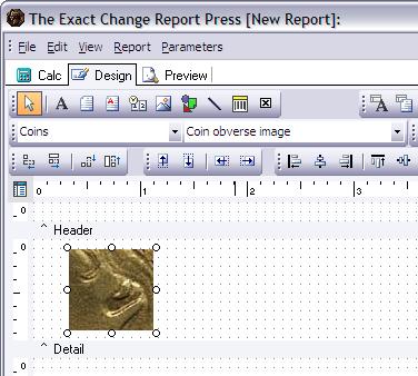 Now, let s use the dbimage component to add images of each coin to the report.