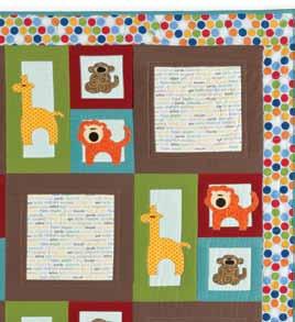 DieS USeD GO! Zoo Animals (55369) Fabric provided by Riley Blake Designs. GO! Square-8 1 2" (8" Finished) (55058) GO! Strip Cutter-1 1 2" (1" Finished) (55024) G0!