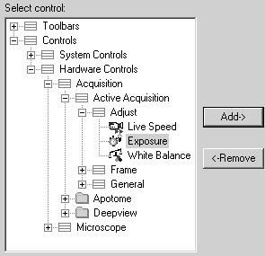 Configuration Now select the Exposure in the Select control field.