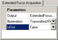In the work area select Extended Focus Acquisition. Select Illumination. Make sure that the True setting is active for IstFirst. NOTES: Yes creates a new resulting image.