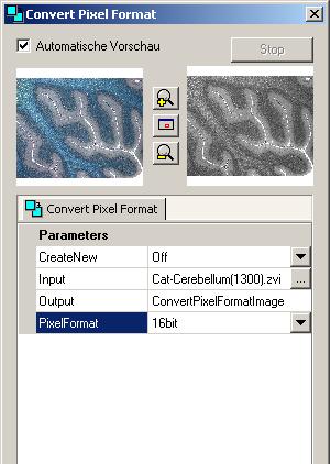 Now select from the Processing menu the Utilities functional group, and then the Convert Pixel Format function.